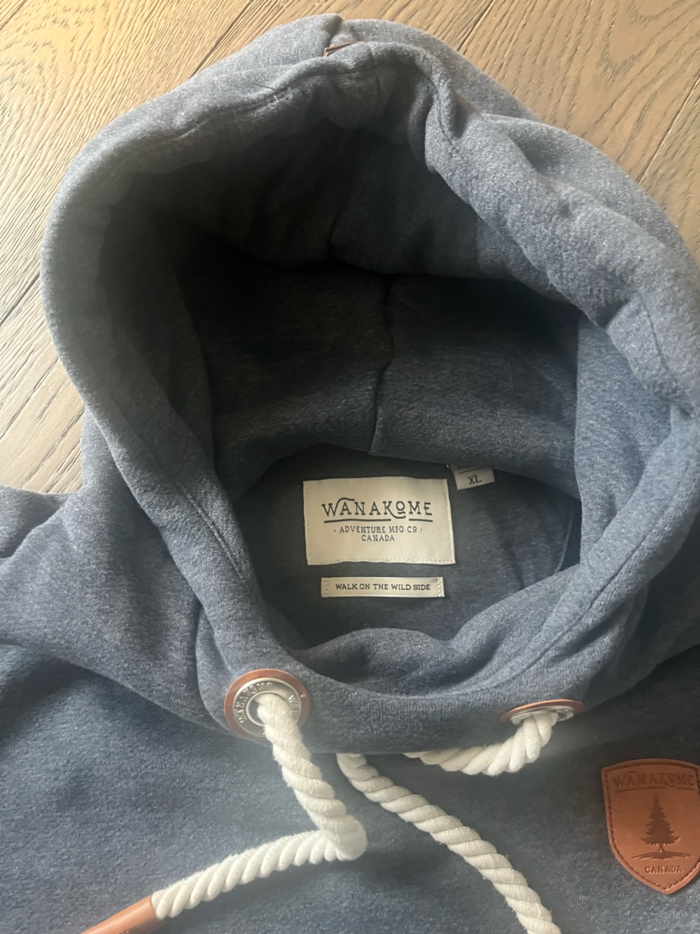Wanakome Navy Quilted Hooded Sweatshirt